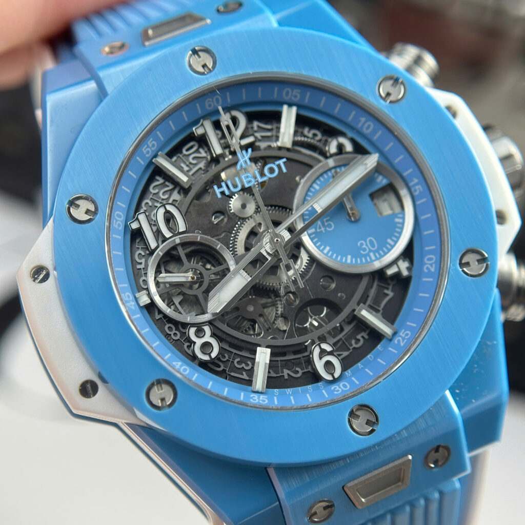 Đồng hồ Hubot Replica 11 Big Bang Unico vỏ gốm màu xanh dương xưởng BBF 42mm (2)