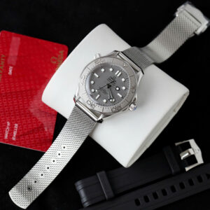 Đồng hồ Omega Replica 11 Seamaster Diver 300m màu xám dây kim loại xưởng VS 42mm (2)