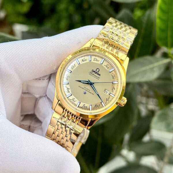 Đồng hồ Omega globemaster annual calendar king gold mặt xám fake 11 40mm