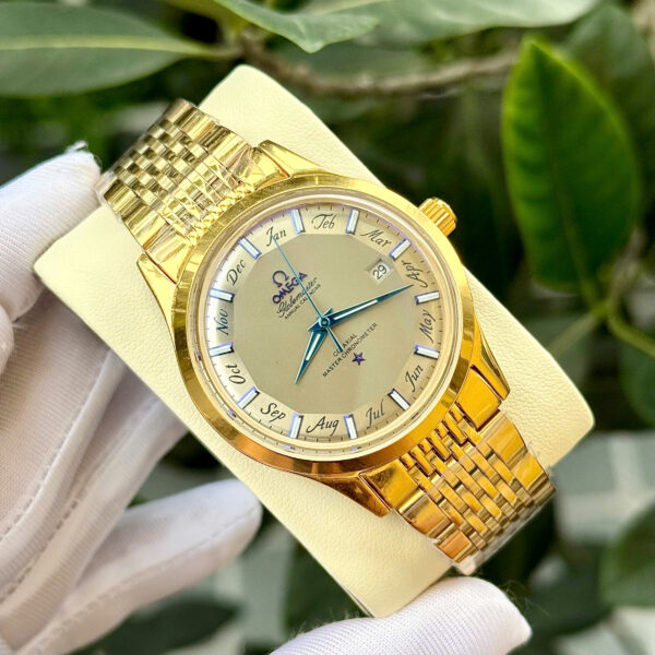 Đồng hồ Omega globemaster annual calendar king gold mặt xám fake 11 40mm