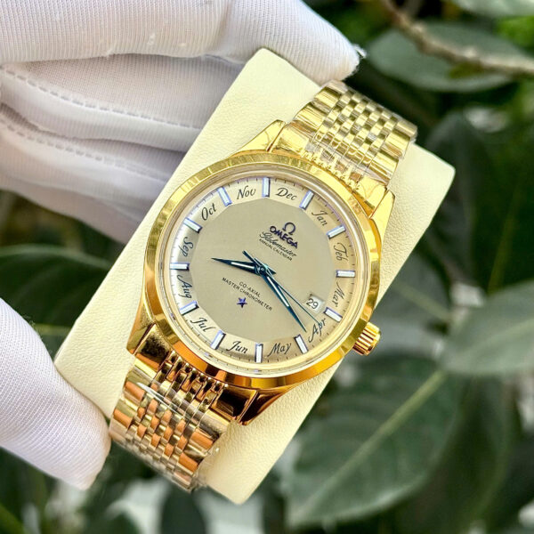 Đồng hồ Omega globemaster annual calendar king gold mặt xám fake 11 40mm