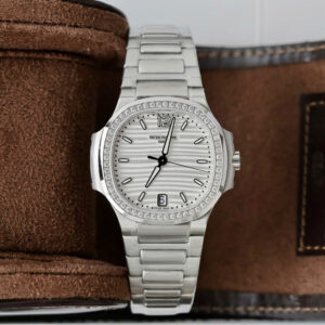 Đồng hồ Patek Philippe Chế Tác Nautilus 7118 nữ mặt xám trắng viền đính đá xưởng 3K 35 (2)