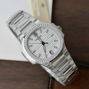 Đồng hồ Patek Philippe Chế Tác Nautilus 7118 nữ mặt xám trắng viền đính đá xưởng 3K 35 (2)