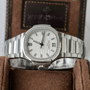Đồng hồ Patek Philippe Chế Tác Nautilus 7118 nữ mặt xám trắng viền đính đá xưởng 3K 35 (2)