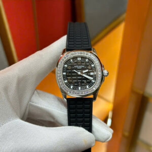 Đồng hồ Patek Philippe nữ đính đá màu đen Aquanaut 5067 dây cao su nhà máy PPF 35 (4)