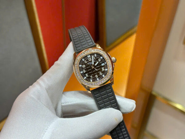 Đồng hồ Patek Philippe nữ đính đá màu nâu Aquanaut 5067 dây cao su nhà máy PPF 35 (4)