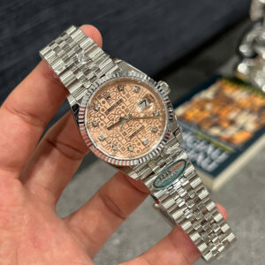 Đồng hồ Rolex 1 1 DateJust 126234 mặt số vi tính màu cá hồi nhà máy Clean Factory 36mm