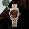 Đồng hồ Rolex DateJust Replica 11 nữ mặt nâu cọc số dạ quang nhà máy GS 31mm (2)