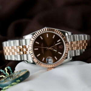 Đồng hồ Rolex DateJust Replica 11 nữ mặt nâu cọc số dạ quang nhà máy GS 31mm (2)