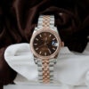 Đồng hồ Rolex DateJust nữ Fake 11 mặt nâu cọc số dạ quang viền đính đá 31mm (2)