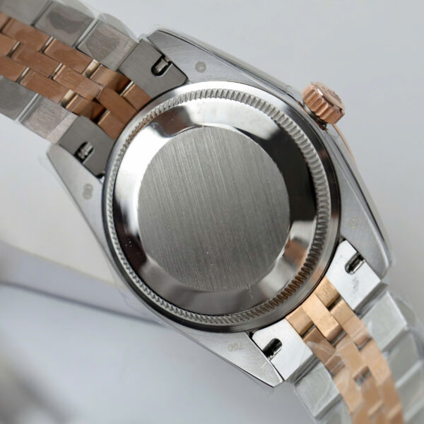 Đồng hồ Rolex DateJust nữ Fake 11 mặt nâu cọc số dạ quang viền đính đá 31mm (2)