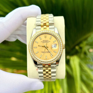Đồng hồ Rolex Datejust ZF nam demi đính đá máy cơ Nhật fake cao cấp 41mm