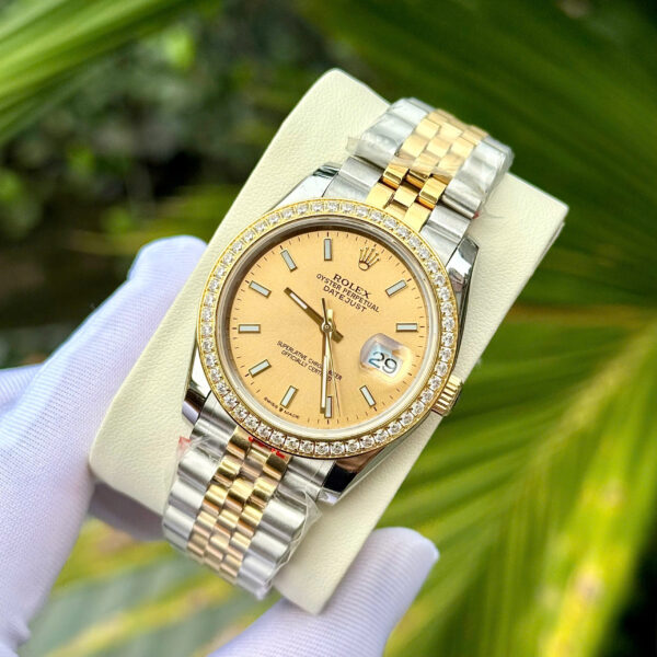 Đồng hồ Rolex Datejust ZF nam demi đính đá máy cơ Nhật fake cao cấp 41mm