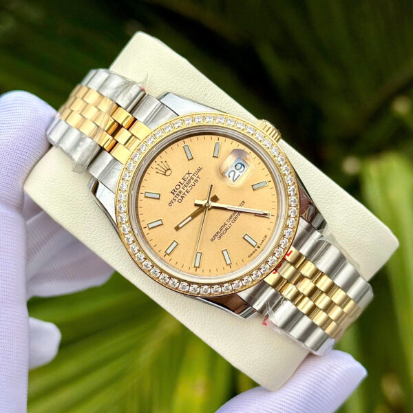 Đồng hồ Rolex Datejust ZF nam demi đính đá máy cơ Nhật fake cao cấp 41mm