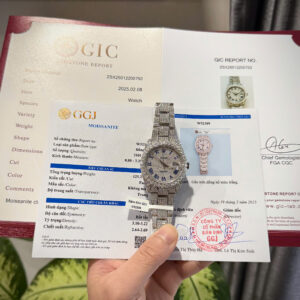 Đồng hồ Rolex Datejust cọc số la mã chế tác đính full kim cương moissanite 41mm (4)