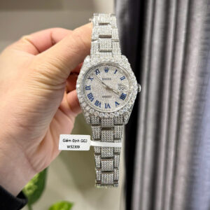 Đồng hồ Rolex Datejust cọc số la mã chế tác đính full kim cương moissanite 41mm (4)