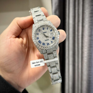 Đồng hồ Rolex Datejust cọc số la mã chế tác đính full kim cương moissanite 41mm (4)