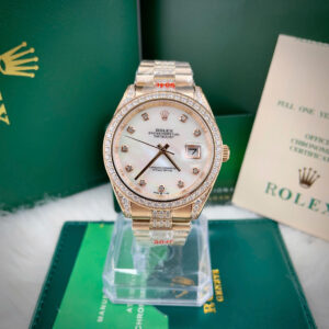 Đồng hồ Rolex Datejust đính full đá mặt xà cừ máy cơ nhật giá rẻ 37-41mm