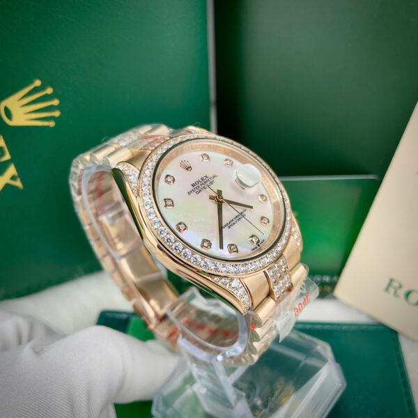 Đồng hồ Rolex Datejust đính full đá mặt xà cừ máy cơ nhật giá rẻ 37-41mm