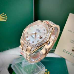 Đồng hồ Rolex Datejust đính full đá mặt xà cừ máy cơ nhật giá rẻ 37-41mm