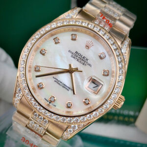 Đồng hồ Rolex Datejust đính full đá mặt xà cừ máy cơ nhật giá rẻ 37-41mm