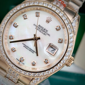 Đồng hồ Rolex Datejust đính full đá mặt xà cừ máy cơ nhật giá rẻ 37-41mm