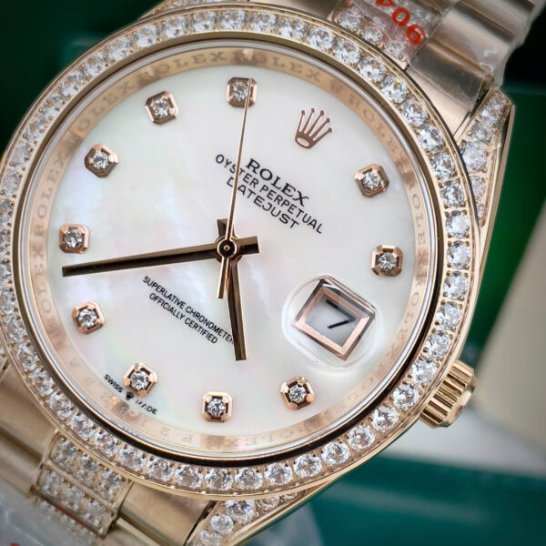 Đồng hồ Rolex Datejust đính full đá mặt xà cừ máy cơ nhật giá rẻ 37-41mm