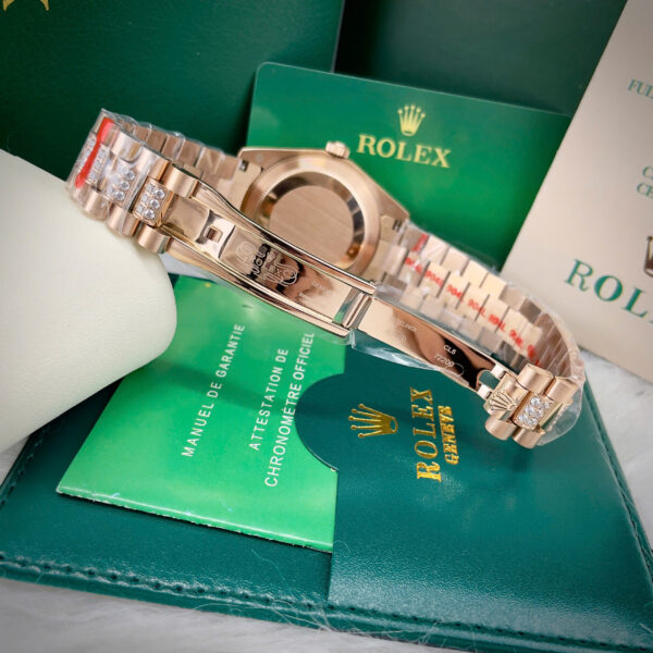 Đồng hồ Rolex Day - Date đính full đá mặt nâu chocolate fake cao cấp 37-41mm