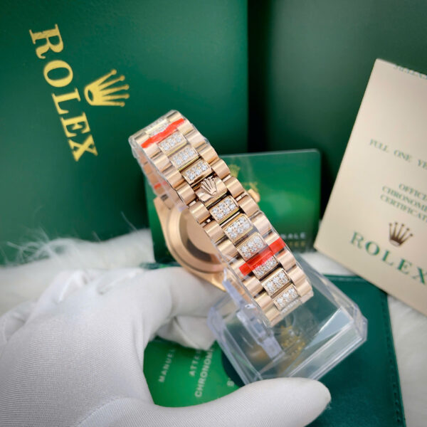 Đồng hồ Rolex Day - Date đính full đá mặt thiên thạch fake 11 máy cơ nhật 37-41mm
