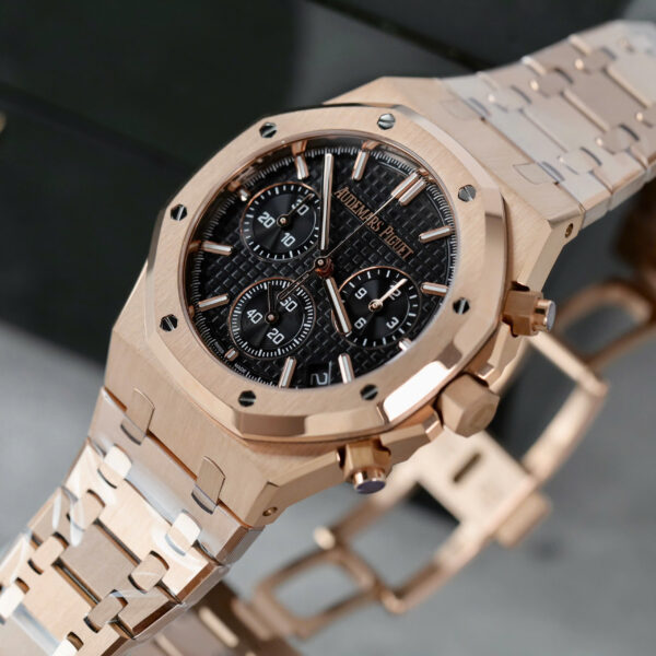 Đồng Hồ Audemars Piguet Mặt Đen Replica 11 Royal Oak Chronograph 26240 Mạ Vàng Hồng Nhà Máy APS 41mm (2)