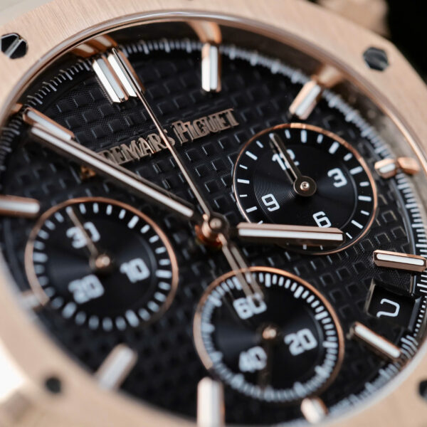 Đồng Hồ Audemars Piguet Mặt Đen Replica 11 Royal Oak Chronograph 26240 Mạ Vàng Hồng Nhà Máy APS 41mm (2)