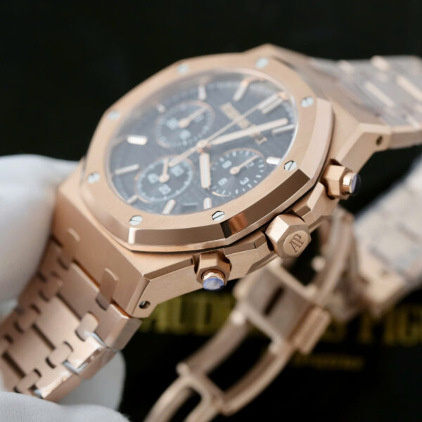 Đồng Hồ Audemars Piguet Mặt Đen Replica 11 Royal Oak Chronograph 26240 Mạ Vàng Hồng Nhà Máy APS 41mm (2)