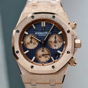 Đồng hồ Audemars Piguet Fake 11 Royal Oak Chronograph Frosted Gold 26240 mặt xanh blue xưởng APS 41mm (2)