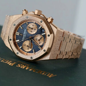Đồng hồ Audemars Piguet Fake 11 Royal Oak Chronograph Frosted Gold 26240 mặt xanh blue xưởng APS 41mm (2)