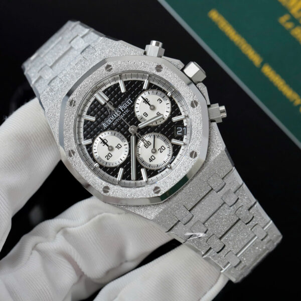 Đồng hồ Audemars Piguet Rep 11 Royal Oak Chronograph Frosted Gold 26240 mặt đen dây kim loại xưởng APS 41mm (2)