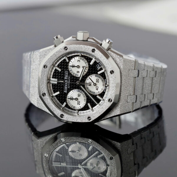 Đồng hồ Audemars Piguet Rep 11 Royal Oak Chronograph Frosted Gold 26240 mặt đen dây kim loại xưởng APS 41mm (2)
