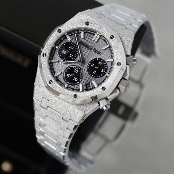 Đồng hồ Audemars Piguet Replica 11 Royal Oak Chronograph Frosted Gold 26240 mặt xám dây kim loại nhà máy APS 41mm (2)