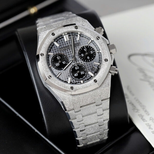 Đồng hồ Audemars Piguet Replica 11 Royal Oak Chronograph Frosted Gold 26240 mặt xám dây kim loại nhà máy APS 41mm (2)