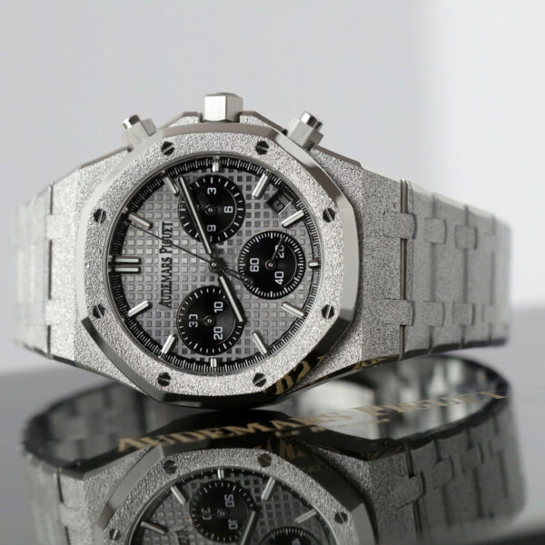 Đồng hồ Audemars Piguet Replica 11 Royal Oak Chronograph Frosted Gold 26240 mặt xám dây kim loại nhà máy APS 41mm (2)