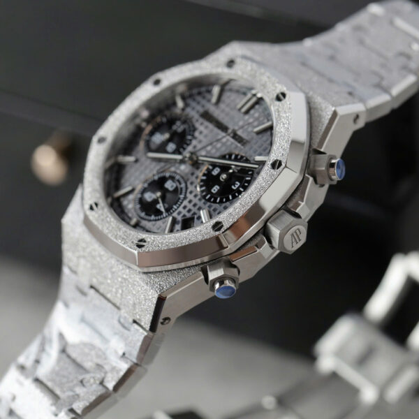 Đồng hồ Audemars Piguet Replica 11 Royal Oak Chronograph Frosted Gold 26240 mặt xám dây kim loại nhà máy APS 41mm (2)