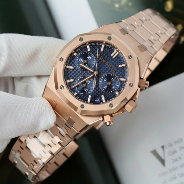 Đồng hồ Audemars Piguet Royal Oak Chronograph 26240 mặt xanh blue mạ vàng hồng Rep cao cấp xưởng APS 41mm (2)