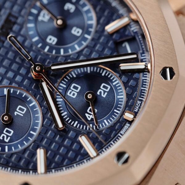 Đồng hồ Audemars Piguet Royal Oak Chronograph 26240 mặt xanh blue mạ vàng hồng Rep cao cấp xưởng APS 41mm (2)