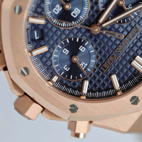 Đồng hồ Audemars Piguet Royal Oak Chronograph 26240 mặt xanh blue mạ vàng hồng Rep cao cấp xưởng APS 41mm (2)