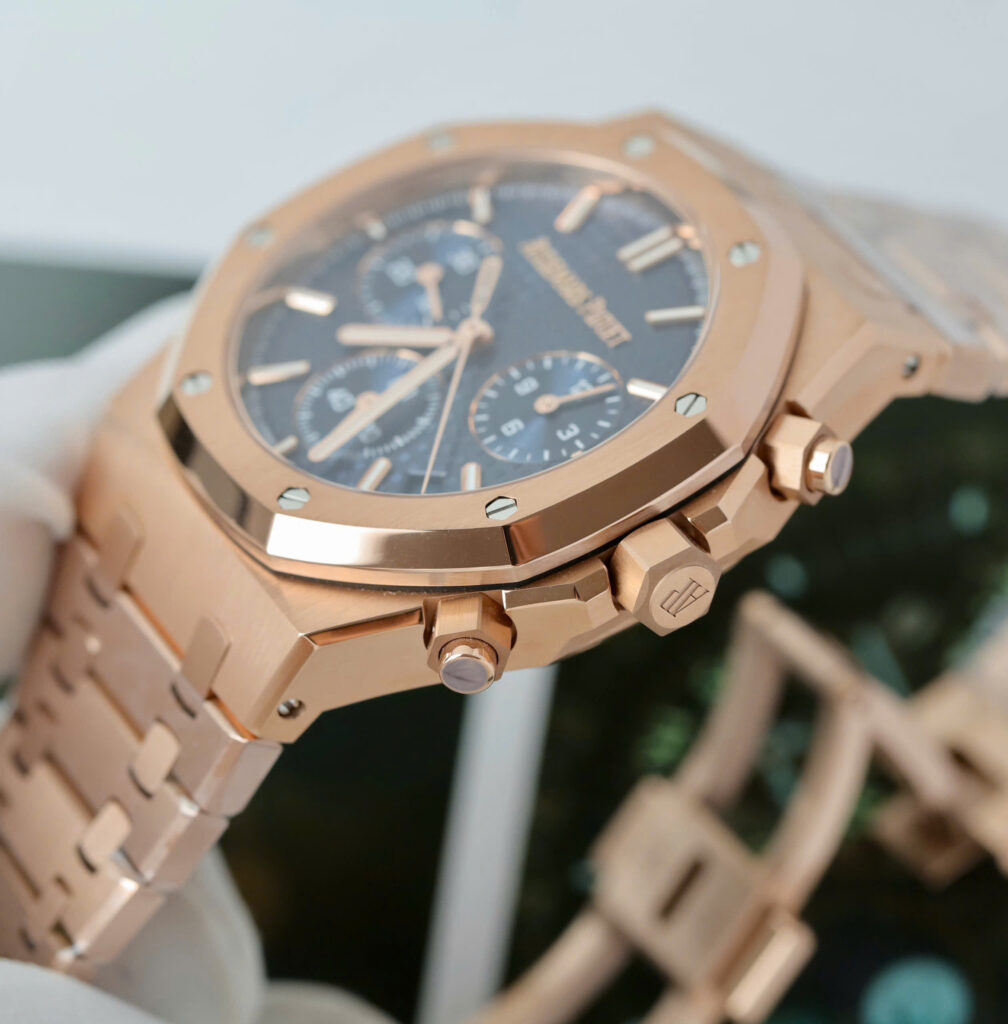 Đồng hồ Audemars Piguet Royal Oak Chronograph 26240 mặt xanh blue mạ vàng hồng Rep cao cấp xưởng APS 41mm (2)