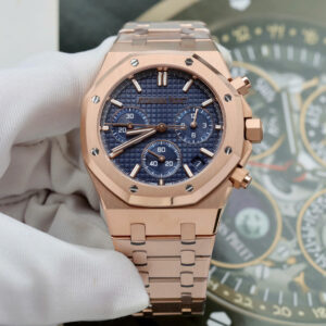 Đồng hồ Audemars Piguet Royal Oak Chronograph 26240 mặt xanh blue mạ vàng hồng Rep cao cấp xưởng APS 41mm (2)