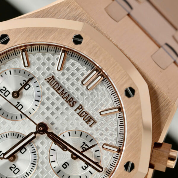 Đồng hồ Audemars Piguet mặt trắng Rep 11 Royal Oak Chronograph 26240 mạ vàng hồng xưởng APS 41mm (2)