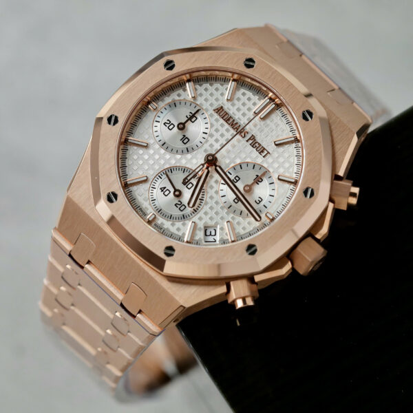 Đồng hồ Audemars Piguet mặt trắng Rep 11 Royal Oak Chronograph 26240 mạ vàng hồng xưởng APS 41mm (2)
