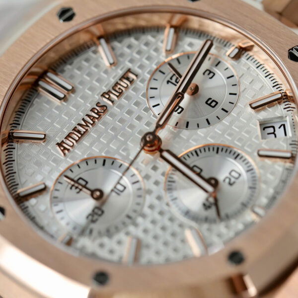 Đồng hồ Audemars Piguet mặt trắng Rep 11 Royal Oak Chronograph 26240 mạ vàng hồng xưởng APS 41mm (2)
