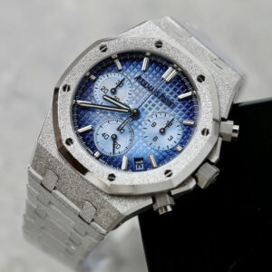 Đồng hồ Audemars Piguet mặt xanh dương Replica 11 Royal Oak Chronograph Frosted Gold 26240 xưởng APS 41mm (1)
