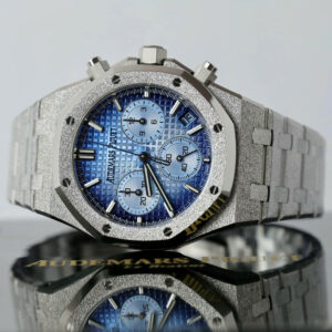 Đồng hồ Audemars Piguet mặt xanh dương Replica 11 Royal Oak Chronograph Frosted Gold 26240 xưởng APS 41mm (1)